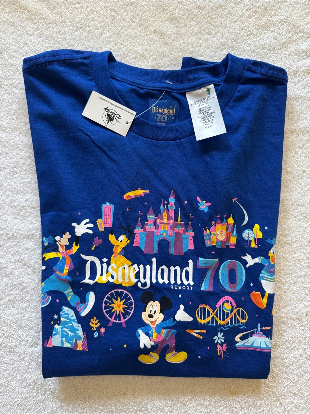 Disney Disneyland Resort 70th Anniversary Blue Graphic T-Shirt Short Sleeve Tee